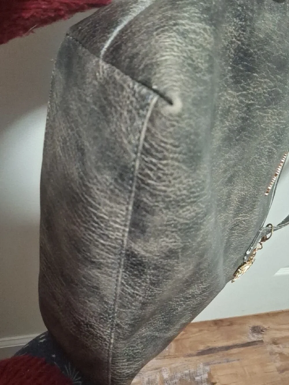 Montana West Gray Faux Leather Tote with Gold Horse Charm